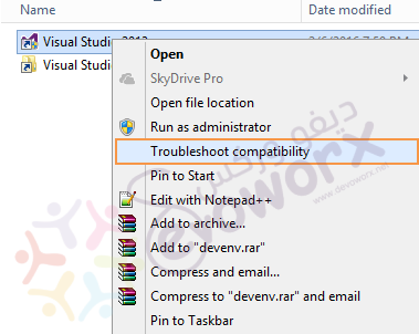 Visual Studio - Troubleshoot Compatibility