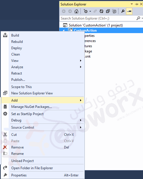 Add item to sharepoint solution in Visual studio