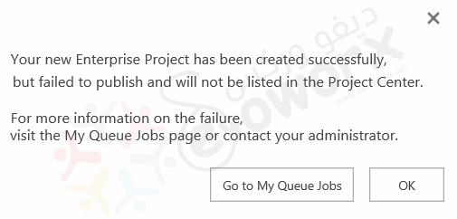 Your new Enterprise project has been created successfully, but failed to publish and will not be listed in the Project Center.