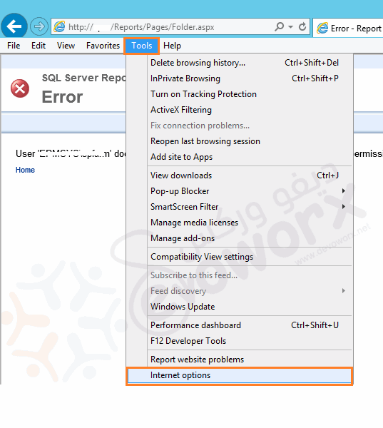 Internet Options in Internet Explorer