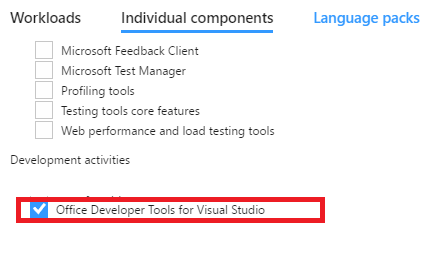 Office Developer Tools for Visual Studio 2017