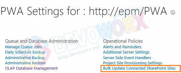 PWA settings bulk update connected sharepoint sites