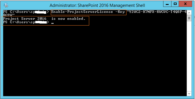 Enable Project Server 2016 License