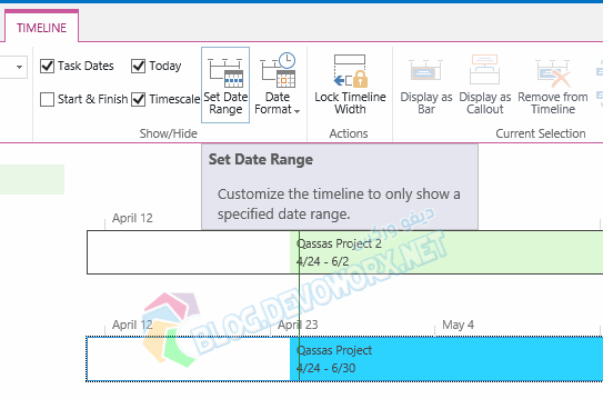 Set Date Range In project Server 2016