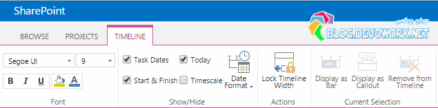 Timeline tool bar in Project Server 2013