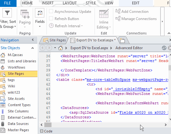 Export Data View to Excel In SharePoint - Set ID