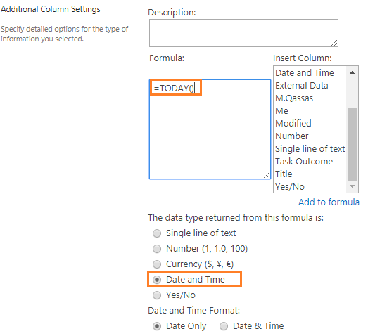 Using Today in SharePoint Calculated Column