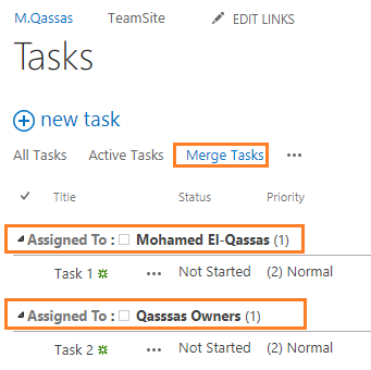 Merge all assigned tasks to you or your group into a custom task list view using SharePoint Designer