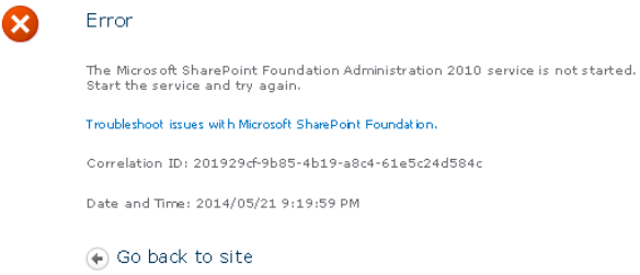 Sharepoint Administration Service not started