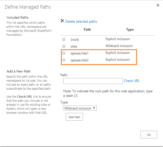 Root Explicit Inclusions Managed Path