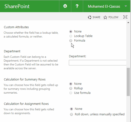 Build Formula for the Task Count Custom Field