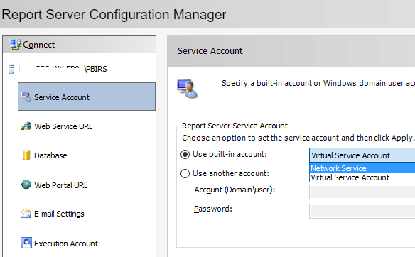 Configure Power BI Report Server Service Account
