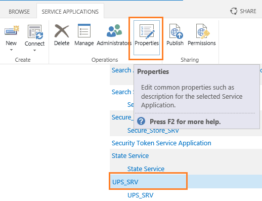 Edit User Profile Synchronization Service Properties