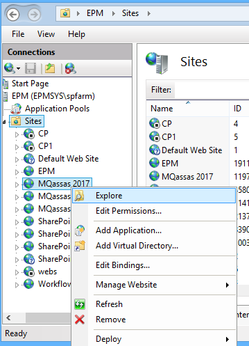 Explore Web site in IIS Manager