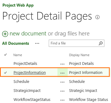 Project Detail Pages in Project Server