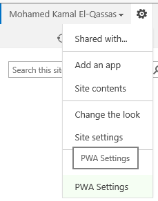 Open PWA Settings In Project Server