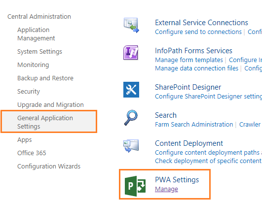 Manage PWA Settings in Project Server 2016
