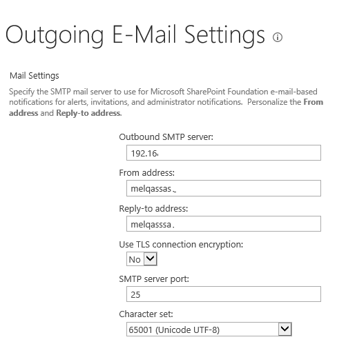 SMTP Server in Project Server 2016