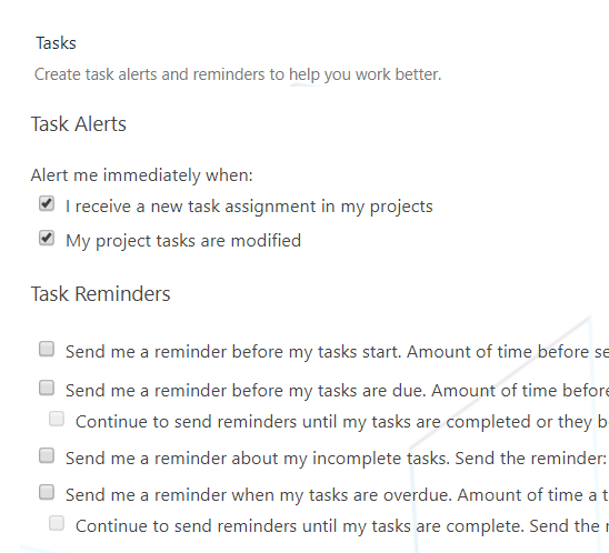 Task Alerts and Reminders In Project Server 2016