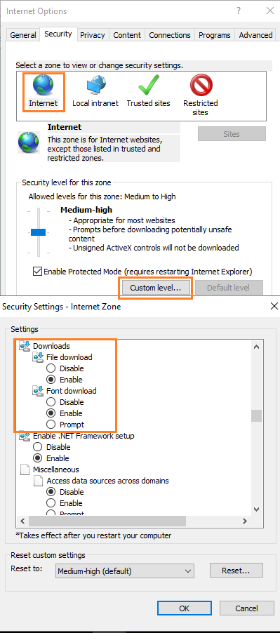 Enable Download in Internet Explorer