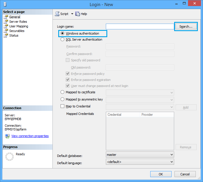 the server roles for the SharePoint Setup Account