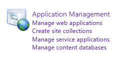 SharePoint Application Management  in central administration