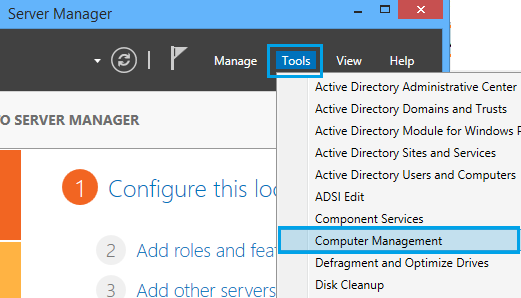 Computer Management in Windows Server 2016
