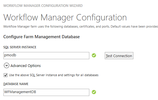 Configure Farm Management Database - Configure Workflow Manager For SharePoint 2016