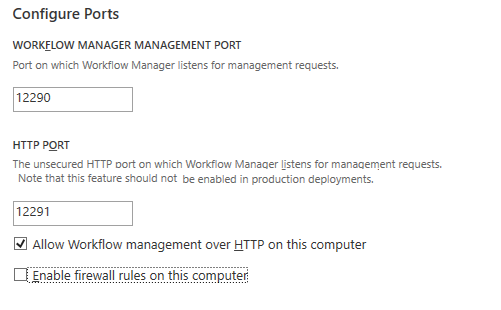 Configure Ports - Configure Workflow Manager For SharePoint 2016