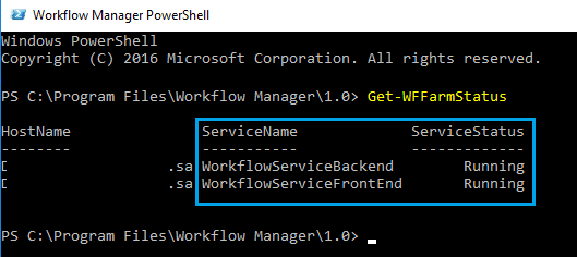 Get the Workflow Manager Farm Status using PowerShell