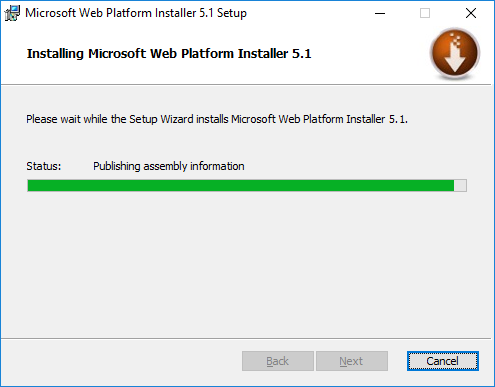 Microsoft Web Platform Installer 5.1 Setup wizard