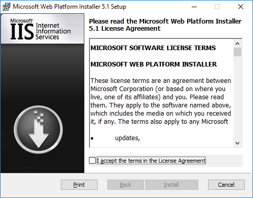 Microsoft Web Platform Installer 5.1 Setup