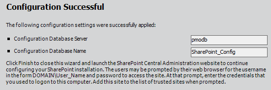 SharePoint Configuration Successful