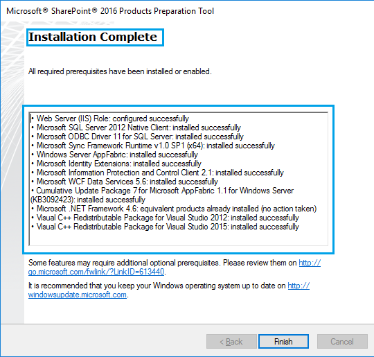 SharePoint Prepration tool is completed successfully