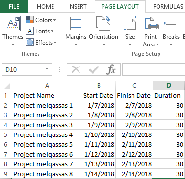 add projects from excel into Project Server