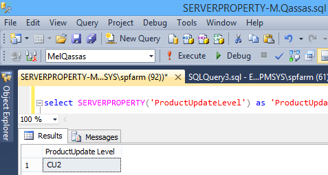 SERVERPROPERTY('ProductUpdateLevel')