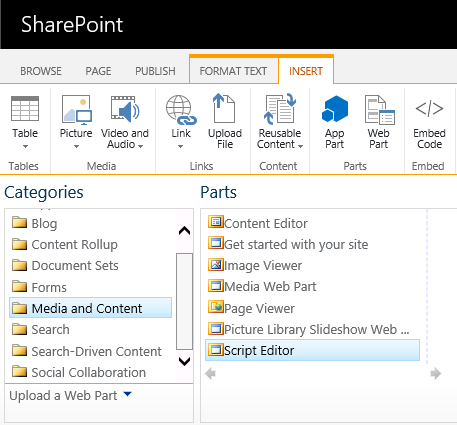 Script Editor Webpart