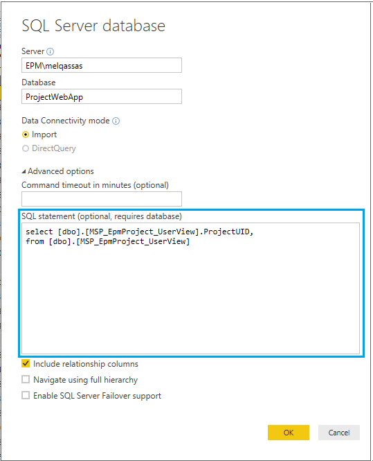 How to Edit Existing SQL Statement in Power BI Desk Top