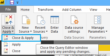 Close and Apply in Power BI