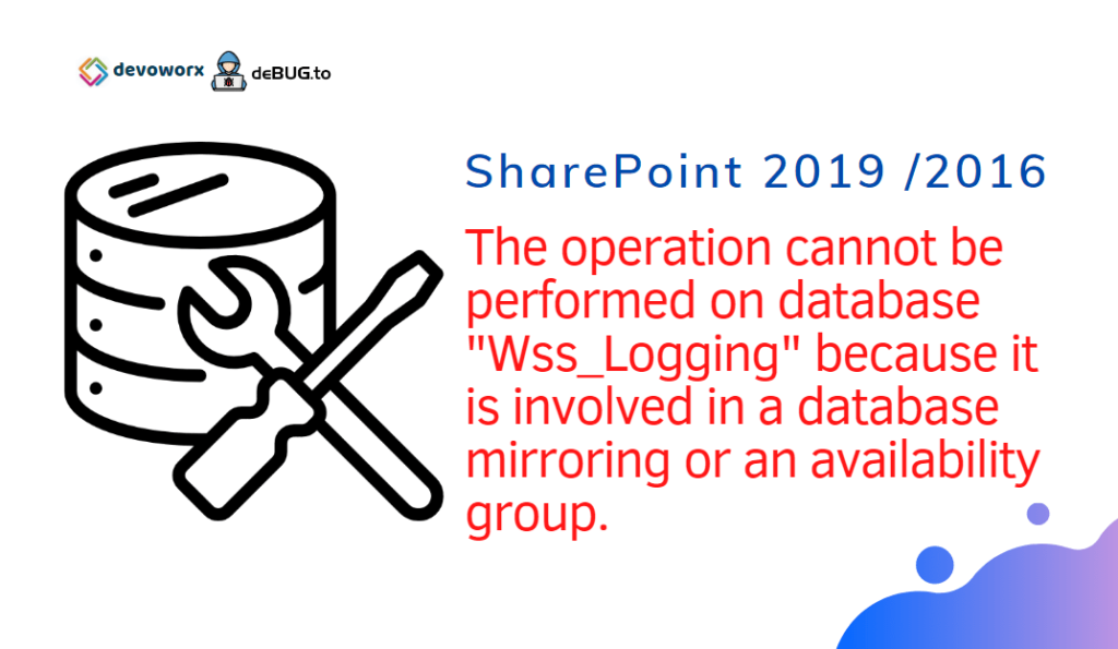 The operation cannot be performed on database because it is involved in a database mirroring