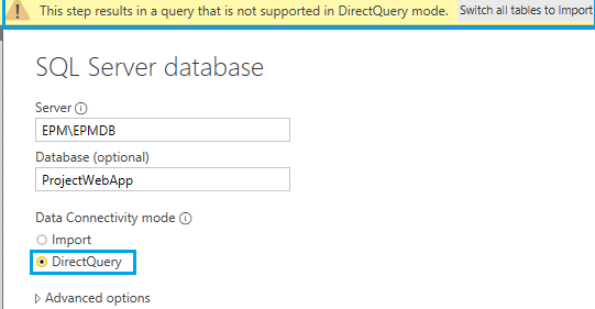 This step results in a query is not supported in DirectQuery Mode