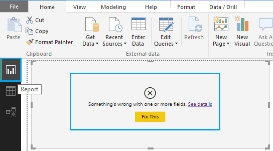 something wrong with one or more fields in Power BI visual