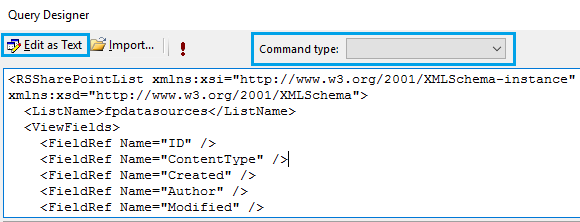 Missing command type in SSRS