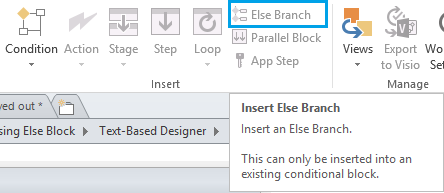 Else Branch Disabled SharePoint Designer 2013 Workflow
