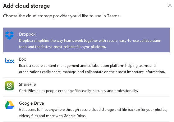 Cloud Storage files in Microsoft Teams