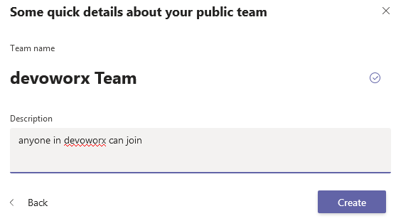 Create a public team in Microsoft Teams