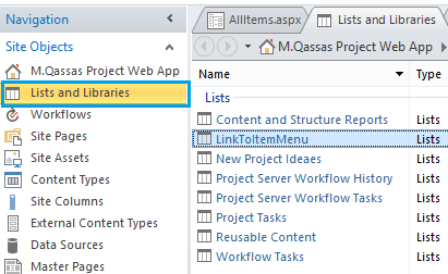 List and libraries in SharePoint Designer