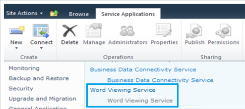 Create Word viewing service in SharePoint