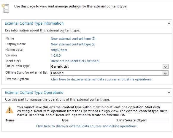Manage Settings for External Content Types in SharePoint