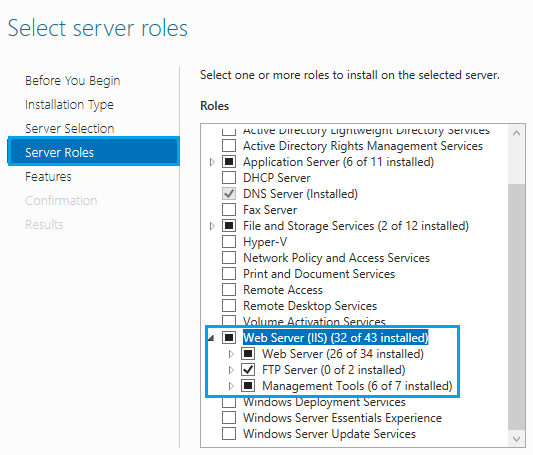 Web Server IIS Role on Windows Server